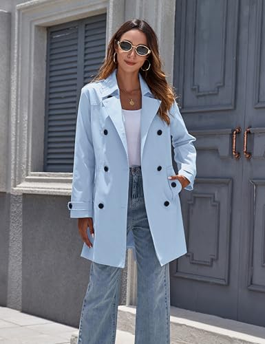 Women's Waterproof Trench Coat Classic Lapel Outerwear Coat with Belt
