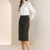 Women's Plaid Tweed High Waist Work Office Bodycon Pencil Skirt
