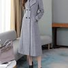 Womens Shawl Collar Long Wool Coats Fall Winter Double Breasted Trench Coat
