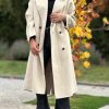 Women's Notched Collar Wool Blend Pea Coat Winter Double Breasted Trench Coat Long Oversized Button Down Overcoats