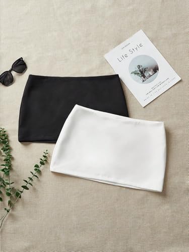 Women's 2 Pack Mini Skirt with Shorts Zip Up Micro Skort Pencil Skirts