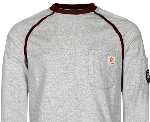 FR Shirts for Men Crew Neck Long Sleeve 5.5oz Light Weight Flame Resistant/Fire Retardant Clothing Shirt