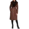 Women's Leather & Faux Fur Belted Trench Coat