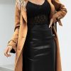 Womens Faux Suede Leather Jacket Spring and Winter Fashion Long Trench Coat, Lightweight Windbreaker