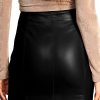 Women Basic High Waisted Mini Short Pencil Bodycon Faux Leather Skirt