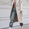 Women's Notched Collar Wool Blend Pea Coat Winter Double Breasted Trench Coat Long Oversized Button Down Overcoats