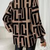 Women's Graphic Print Long Lantern Sleeve Collar Neck Button Front Blouse Shirt Top