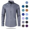 Men's Dress Shirt French Cuff Shirt for Men Slim Fit Stretch Spread Collar with Metal Cufflink