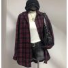 Women's Vintage Button Down Long Sleeve Flannel Plaid Collared Shirt Shacket Blouse