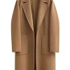 Women's Winter Casual Single Breasted Long Wool Coat Formal Office Wool Overcoat