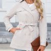 Women Trench Coat Double-Breasted Classic Lapel Long Fall Overcoat Belted Slim Winter Outerwear Coat