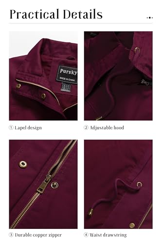 Women's Cotton Anorak Jacket Lightweight Casual Military Jackets Safari Utility Coats With Removable Hood