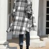 Women’s Long Plaid Shacket Wool Blend Button Down Shirt Jacket Coat with Pockets
