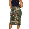 Casual Camo Cargo Skirts for Women Sexy High Split Frayed Raw Hem Pencil Maxi Skirts with Pockets