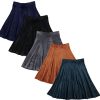 Girls Uniform School Church Velour Pleated Knee Length Panel Skirt