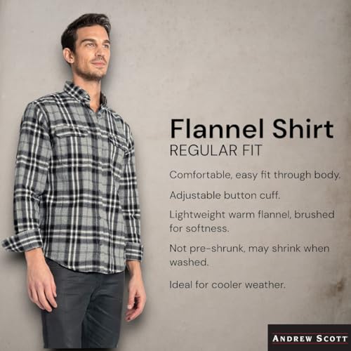 Men's Button Down Regular Fit Long Sleeve Plaid Flannel Casual Shirts - Multi Packs