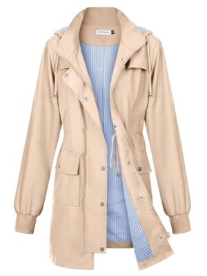 Rain Jackets For Women Waterproof Rain Coats with Hood Lightweight Windbreaker Outdoor Womens Raincoats