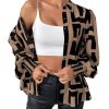 Women's Graphic Print Long Lantern Sleeve Collar Neck Button Front Blouse Shirt Top
