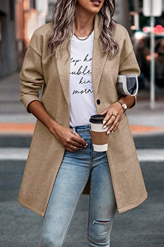 Women Plaid Shacket Jacket Trendy Fall Casual Button Wool Blend Tartan Trench Coat Winter Clothing with Pockets