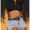 Women's Fringe Trim Long Sleeve Blouse Button Down Twist Crop Tops Western Cowgirl Outfit Clubwear