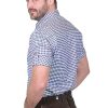 German Blue Plaid Lederhosen Longsleeve/Shortsleeve Button Down Shirt