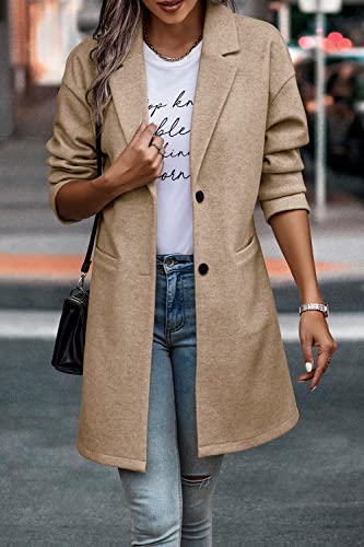 Women Plaid Shacket Jacket Trendy Fall Casual Button Wool Blend Tartan Trench Coat Winter Clothing with Pockets