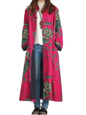 Women's Trench Coat Floral Print Jacket Cottagecore Clothing Casual Plus Size multicolored Outerwear
