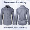 Men's Dress Shirt French Cuff Shirt for Men Slim Fit Stretch Spread Collar with Metal Cufflink