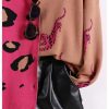 Women's Leopard Tiger Print Cardigan V Neck Long Sleeve Color Block Button Down Sweater Outwear