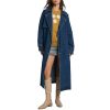 Women's Lapel Denim Trench Coat Long Sleeve Double Midi Classic Breasted Jackets With Belt
