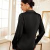 Women's Satin Silk Blouses Wrap V Neck Shirts Long Sleeve Elegant Tie Waist Office Formal Work Tunic PulloverTops