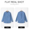 Women Denim Shirts Button Down Blouse V Neck Casual Tops