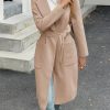 Womens Long Pea Coats Open Front Lapel Jackets Casual Belted Trench Coat Overcoats with Pockets
