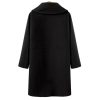 Women's Wool Blend Double Breasted Pea Coat Notched Lapel Mid Long Trench Overcoat with Pockets
