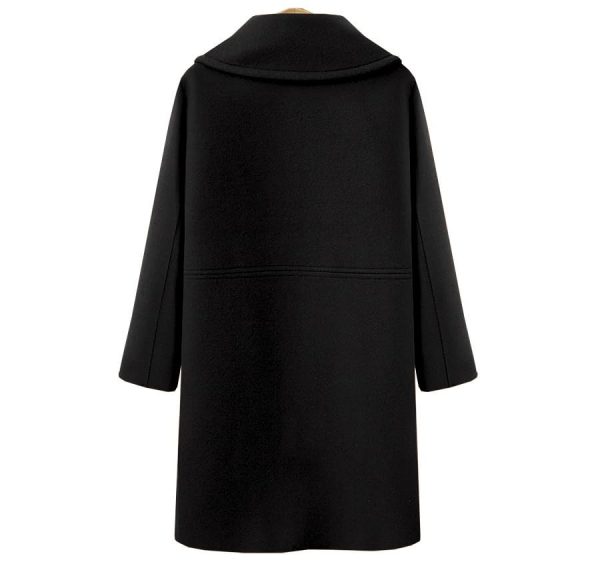 Women's Wool Blend Double Breasted Pea Coat Notched Lapel Mid Long Trench Overcoat with Pockets