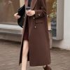 Women's 2025 Winter Double Breasted Wool Coat Warm Midi Long Dressy Trench Coat Peacoat