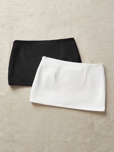 Women's 2 Pack Mini Skirt with Shorts Zip Up Micro Skort Pencil Skirts