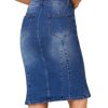 Women's Denim High Waisted Knee Length Pencil Mermaid Stretch Jean Skirt