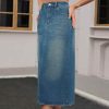 Women's Denim Skirt High Waisted Split Back Pockets Casual Pencil Midi Jean Skirts