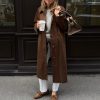 Womens Long Trench Coat Single Breasted Oversized Windproof Trendy Fall Jacket Outerwear Coats