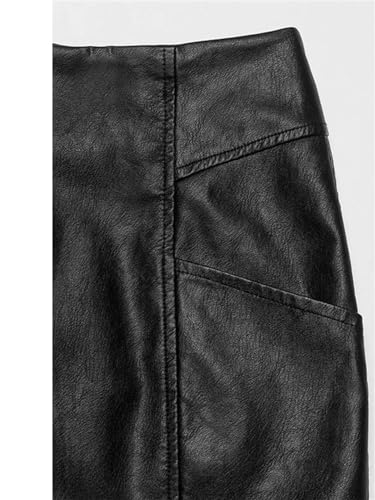 Black PU Short Skirt Women High Waist Occupation Work Pencil Skirt Female Leather Skirt