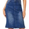 Women's Denim High Waisted Knee Length Pencil Mermaid Stretch Jean Skirt