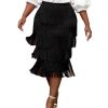 Women's High Waist Fringe Tiered Bodycon Pencil Midi Skirt