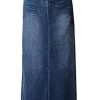 Women's Maxi Pencil Jean Skirt- High Waisted A-Line Long Denim Skirts for Ladies- Blue Jean Skirt