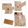 Women's Double-Breasted Trench Coat Classic Lapel Overcoat Slim Outerwear Waterproof Coat with Belt Buckle