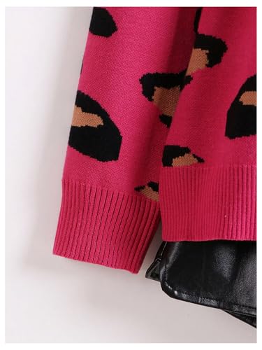 Women's Leopard Tiger Print Cardigan V Neck Long Sleeve Color Block Button Down Sweater Outwear