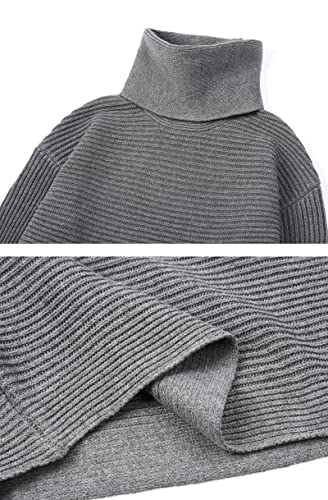 Women's Turtleneck 2 Piece Outfits Ribbed Knit Sweater Midi Pencil Skirt Set