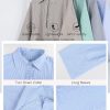 Women Button Down Shirt Casual Striped Print Dress Shirts Long Sleeve Collared Office Work Blouses Tops