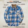 Men's Western Flannel Shirt Button Up Brushed Cotton