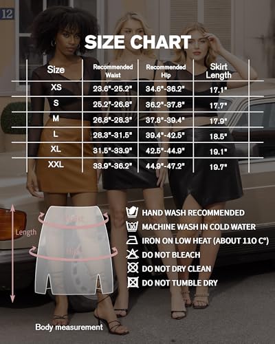 Women Basic High Waisted Mini Short Pencil Bodycon Faux Leather Skirt